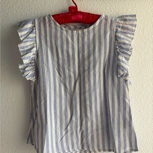 Striped Ruffle Sleeve Top